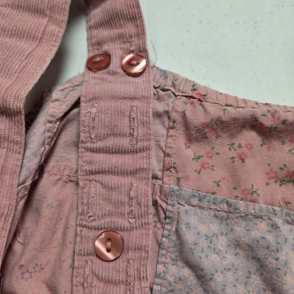 Vintage 90s Patchwork Pink Cropped Tank Top Cottagecore Boho Floral XL Hippie - Picture 6 of 6